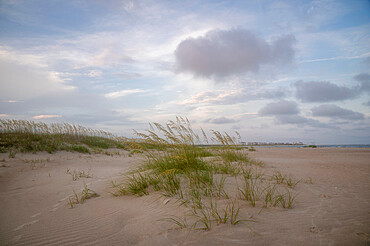 Sand dunes at sunset, Holden Beach, North Carolina, United States of America, North America