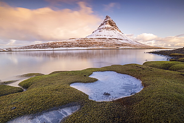 Sunrise at Kirkjufell Mountain, Snaefellsnes Peninsula, Iceland, Polar Regions