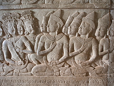 Wall carving, Angkor Wat, UNESCO World Heritage Site, near Siem Reap, Cambodia, Indochina, Southeast Asia, Asia