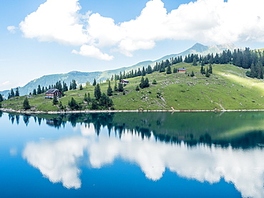 Bannalpsee, Swiss Alps, mountain and lake scene, Switzerland, Europe