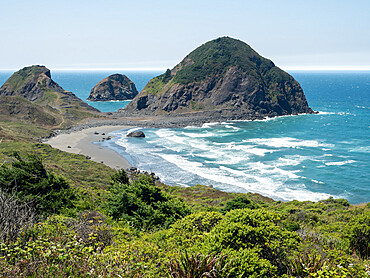 Oregon coast beach with crashing waves, Oregon, United States of America, North America