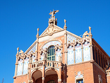 Facade, Hospital de la Santa Creu i de Sant Pau, the art nouveau former hospital of Barcelona, Barcelona, Catalonia, Spain, Europe