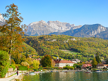 The village of Talloires on Lake Annecy, Haute-Savoie, France, Europe