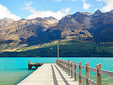 Pier at Glenorchy on Lake Wakatipu near Queenstown, Otago, South Island, New Zealand, Pacific