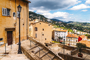 Winding stairs in Grasse, Alpes Maritimes, Cote d'Azur, Provence, French Riviera, France, Europe