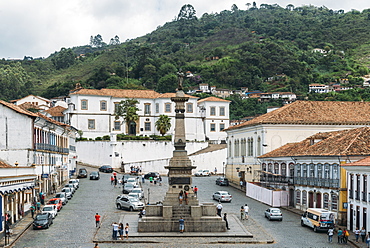 Tiradentes Square where the martyr Joaquim Jose da Silva Xavier was hanged in Ouro Preto, UNESCO World Heritage Site, Minas Gerais, Brazil, South America