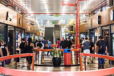 Galeria do Rock, a modern retail complex featuring rock and hip hop music stores and fashions, plus a performance venue, Sao Paulo, Brazil, South America