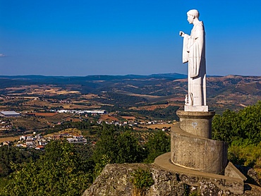 Aerial elevated view of St. Bartholomew (Miradouro de Sao Bartolomeu), located in Braganca, north of Portugal
