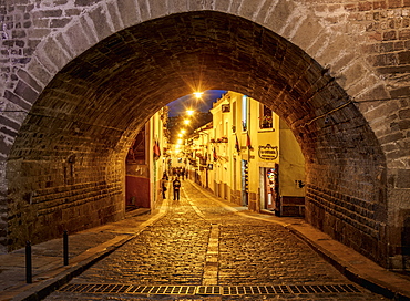 La Ronda Street at twilight, Old Town, Quito, Pichincha Province, Ecuador, South America