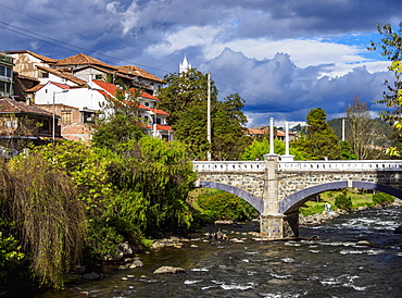 Mariano Moreno Bridge and Tomebamba River, Cuenca, Azuay Province, Ecuador, South America