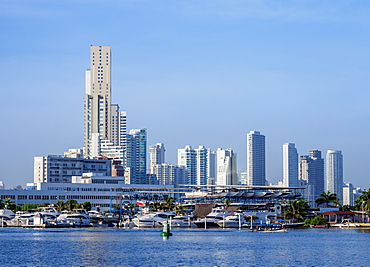 View over Bahia de las Animas towards Bocagrande, Cartagena, Bolivar Department, Colombia, South America