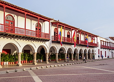 Town Hall, Plaza de la Aduana, Old Town, Cartagena, Bolivar Department, Colombia, South America