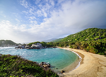 El Cabo San Juan del Guia beach, elevated view, Tayrona National Natural Park, Magdalena Department, Caribbean, Colombia, South America