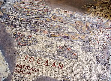 Madaba Mosaic Map, Greek Orthodox Basilica of Saint George, Madaba, Madaba Governorate, Jordan, Middle East