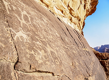 Petroglyphs at Wadi Rum, Aqaba Governorate, Jordan, Middle East