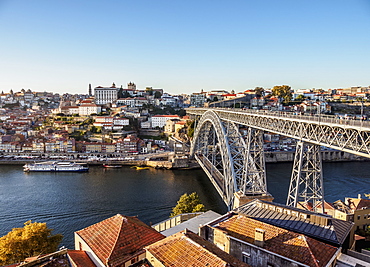 Dom Luis I Bridge, elevated view, Porto, Portugal, Europe