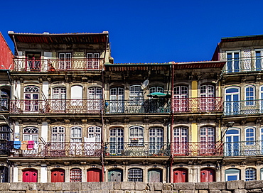 Colourful houses at Cais da Estiva, Porto, Portugal, Europe