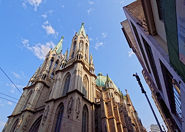 View of the Sao Paulo See Metropolitan Cathedral, Praca da Se, City of Sao Paulo, State of Sao Paulo, Brazil, South America