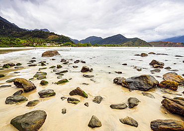 View of the Maresias Beach, State of Sao Paulo, Brazil, South America