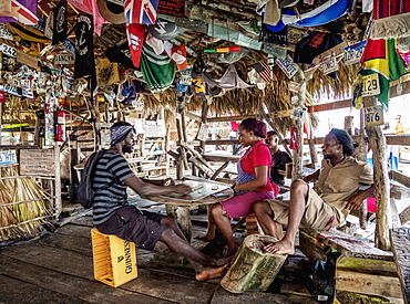 People playing domino at Floyd's Pelican Bar, Saint Elizabeth Parish, Jamaica, West Indies, Caribbean, Central America