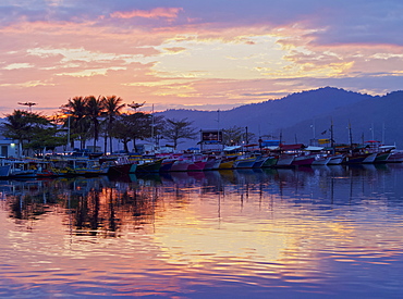 Sunrise over the port in Paraty, State of Rio de Janeiro, Brazil, South America