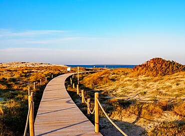 Wooden Jetty to Ses Illetes Beach, Formentera, Balearic Islands, Spain, Mediterranean, Europe