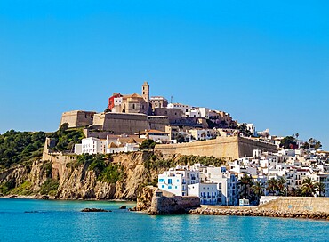 View of the old town, Dalt Vila of Eivissa, Ibiza, Balearic Islands, Spain, Mediterranean, Europe