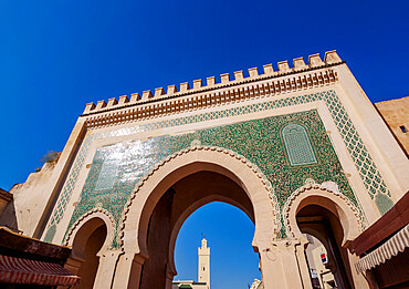 Bab Bou Jeloud Gate to the Old Medina in Fes, Fez-Meknes Region, Morocco, North Africa, Africa