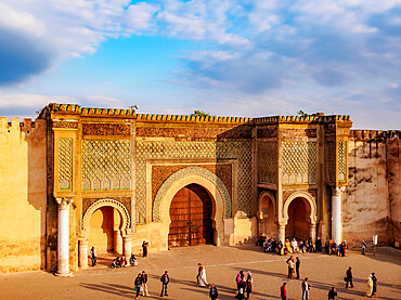 Bab Mansur (Bab Mansour), gate of the Old Medina, UNESCO World Heritage Site, elevated view, Meknes, Fez-Meknes Region, Morocco, North Africa, Africa