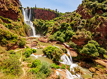 Ouzoud Falls near the Middle Atlas village of Tanaghmeilt, elevated view, Azilal Province, Beni Mellal-Khenifra Region, Morocco, North Africa, Africa