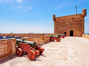 Cannons at the city walls and Citadel by the Scala Harbour, Essaouira, Marrakesh-Safi Region, Morocco, North Africa, Africa