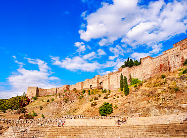 Roman theatre and The Alcazaba, Malaga, Andalusia, Spain, Europe