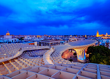 Metropol Parasol (Las Setas) at dusk, La Encarnacion Square, Seville, Andalusia, Spain, Europe