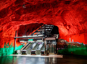 Solna Centrum Metro Station, Stockholm, Stockholm County, Sweden, Scandinavia, Europe