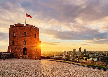 Gediminas Tower at sunset, Vilnius, Lithuania