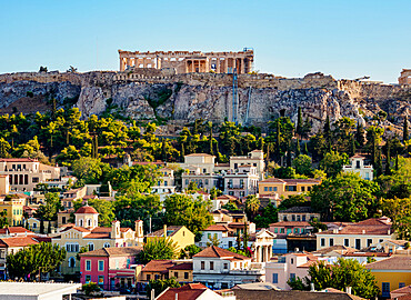 View towards Acropolis, UNESCO World Heritage Site, Athens, Attica, Greece, Europe