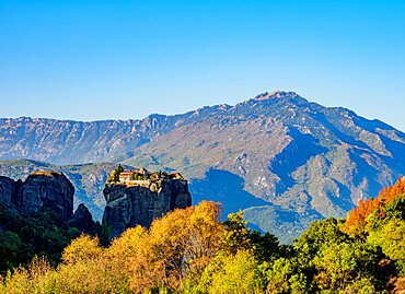 Monastery of the Holy Trinity at sunrise, Meteora, UNESCO World Heritage Site, Thessaly, Greece, Europe