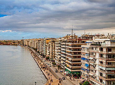 Waterfront, elevated view, Thessaloniki, Central Macedonia, Greece, Europe