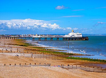 View towards the Eastbourne Pier, Eastbourne, East Sussex, England, United Kingdom