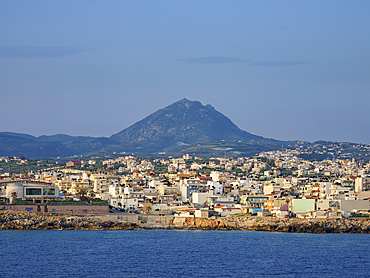 City of Heraklion seen from the sea at sunrise, Crete, Greek Islands, Greece, Europe