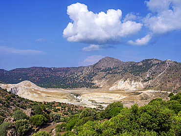 View towards the Stefanos Volcano Crater, Nisyros Island, Dodecanese, Greek Islands, Greece, Europe