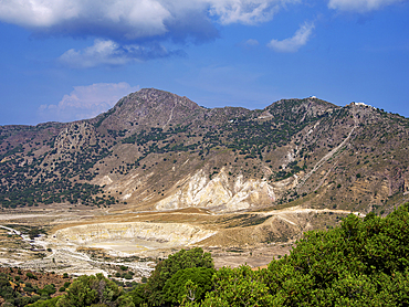 Stefanos Volcano Crater, elevated view, Nisyros Island, Dodecanese, Greek Islands, Greece, Europe