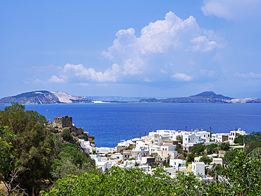 Mandraki Town, elevated view, Nisyros Island, Dodecanese, Greek Islands, Greece, Europe