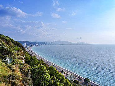 Coastline seen from St. Stephen's Hill (Monte Smith), Rhodes City, Rhodes Island, Dodecanese, Greek Islands, Greece, Europe