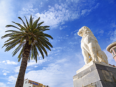 Lion Statue at Pythagora Main Square, Samos Town, Samos Island, North Aegean, Greek Islands, Greece, Europe