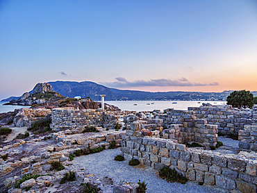 St. Stefanos Basilica Ruins at dusk, Agios Stefanos Beach, Kos Island, Dodecanese, Greek Islands, Greece, Europe