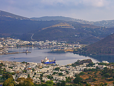 Skala Port, elevated view, Patmos Island, Dodecanese, Greek Islands, Greece, Europe