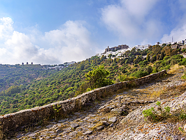 Old Way to Monastery of Saint-John the Theologian and Patmos Chora, Patmos Island, Dodecanese, Greek Islands, Greece, Europe