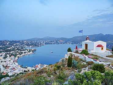 Church of Prophet Elias above the town of Agia Marina, Leros Island, Dodecanese, Greek Islands, Greece, Europe