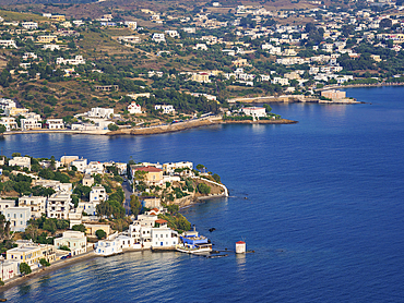 Coast of Agia Marina, elevated view, Leros Island, Dodecanese, Greek Islands, Greece, Europe